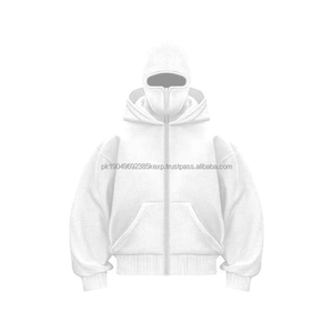 Nouveau Hoodie Balaclava Unisexe Élégant Personnalisé Imprimé Brodé Délavé à la Pierre Épais Imperméable 100% Coton Hiver Homme Fermeture Éclair Intégrale - Product Image 1