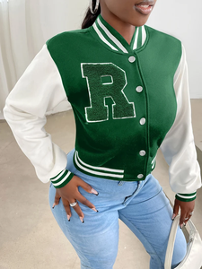 Ladies Winter Varsity Jacket Custom Baseball Jacket Wool Fish Leather Logo Embroidery OEM Private Label Manufacturer - Product Image 6
