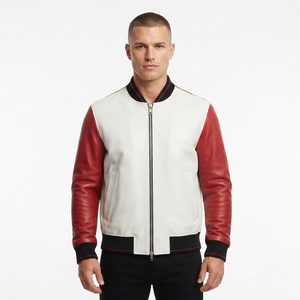 Custom <b>Leather</b> Bomber <b>Jacket</b> for <b>Men</b> Full Zip <b>Men's</b> <b>Leather</b> Bomber <b>Jacket</b> <b>Mens</b> Side Pockets PU <b>Leather</b> Bomber <b>Jackets</b> - Product Image 1