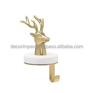 Soporte para Calcetines Navideño con Diseño de Ciervo Indio, Decoración Navideña Ecológica para el Hogar, Baño, Soporte para Llaves de Latón Dorado - Product Image 4