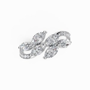 Anillo de Oro de 14K con Diamantes Cultivados en Laboratorio, Diseño de Racimo de Hojas Único, Anillo de Boda con Tallo Cruzado, Regalo para Ella - Product Image 4