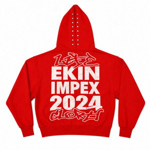 เสื้อฮู้ดดี้ยูนิเซ็กซ์ผ้าฝ้ายฟลีซ 100% พิมพ์ลาย DTG แบบกำหนดเอง 400 GSM แต่งขาดแบบ Distressed ซิปประดับเพชร ระบายอากาศได้ดี ซักแบบ Acid Wash สำหรับฤดูใบไม้ร่วง - Product Image 1