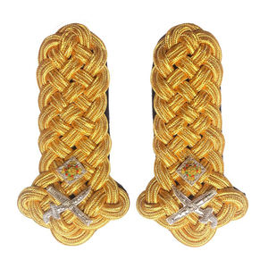 AUA - Epaulettes Bordados con Insignia de Hilo Dorado sobre Tela Negra, Diseño de Caligrafía Árabe, Insignias de Hombro para Uniforme, Hechas a Mano - Product Image 5