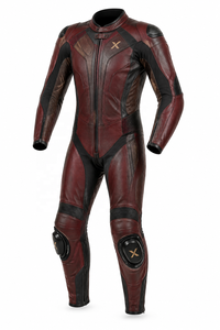 Removeable-Liner One-Piece Leather Motorcycle <b>Suit</b> | <b>Red</b> Black | OEM ODM Manufacturer | Premium Design Quality | Racing - Product Image 1
