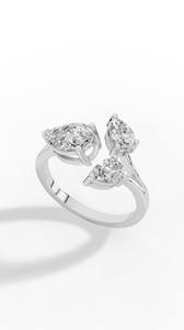 Bague florale ouverte de qualité supérieure en or 14 carats avec diamant de laboratoire taille poire – Vente en gros, fabricant et fournisseur de bijoux fins OEM - Product Image 3