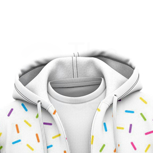 Sudadera con Capucha Blanca para Hombre con Estampado de Chispas Coloridas, Cierre Frontal con Cremallera, Tejido Casual, 100% Algodón, Corte Regular, para Primavera - Product Image 4