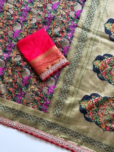 Sari en soie ethnique de luxe pour femmes - Tenue haut de gamme pour fêtes et mariages, sari de créateur exclusif pour festivals, sans plis, séchage rapide - Product Image 4