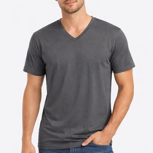 Camiseta de algodón con cuello en V para hombre, tela suave, colores personalizados, tela transpirable y ligera, estilo casual para hombre. - Product Image 1