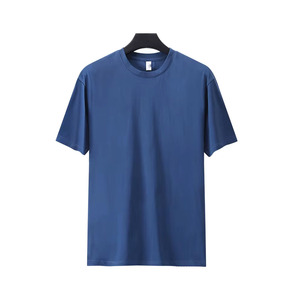 เสื้อยืดคอกลมแขนสั้นผู้ชายผ้าฝ้าย 100% สีทูโทน สกรีนโลโก้ด้านหน้าตามแบบ OEM ระบายอากาศได้ดี แห้งเร็ว เหมาะสำหรับออกกำลังกาย - Product Image 3