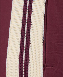 Pantalon de survêtement bordeaux haut de gamme pour femme avec bandes latérales contrastées, taille élastique à cordon de serrage, coupe droite et jambe large, style décontracté et sportif - Product Image 6