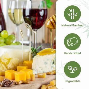 200 Spiedini di Bambù Lunghi 4,7 Pollici, Stuzzicadenti Decorativi per Aperitivi, Spiedini di Bambù con Nodo - Product Image 3