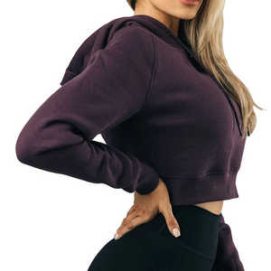 Sweat à capuche tendance pour femme, style streetwear, avec fermeture éclair quart de tour, logo personnalisé, en coton, manches longues, grandes tailles - Product Image 1