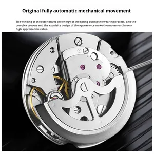 Reloj de pulsera cronógrafo automático de una pieza para hombre, con tourbillon hueco, calendario de negocios, resistente al agua, luminoso y con puntero grande. - Product Image 4