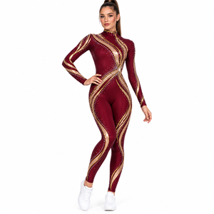 Women Dance Performance Costume Full Body Rhinestone <b>Jumpsuit</b> Custom Stage Outfit Majorette Competition Dancewear - Product Image 4