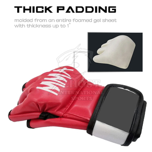 Guantes de Entrenamiento MMA ZHOST Rojos, Medios Dedos, Transpirables, de PU Ligero, Antideslizantes, con Correa Ajustable para la Muñeca y Cierre de Gancho y Bucle para Boxeo - Product Image 5
