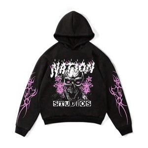 Custom Oversized Graphic Hoodie New Design Cotton Fleece Streetwear Pullover Hooded Sweatshirt Bulk Wholesale OEM - Product Image 1