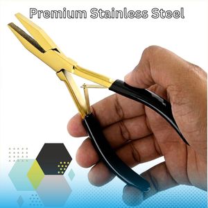 Pinza de crimpado de acero inoxidable premium para extensiones de cabello, de alta resistencia, con agarre de goma antideslizante, para micro/nano anillos e I-Tip, uso comercial. - Product Image 2