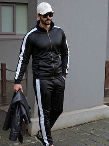 Ensemble de survêtement décontracté pour homme, veste à col montant zippée, pantalon de sport, ensemble 2 pièces, style hip-hop, pour la course et le jogging - Product Image 3