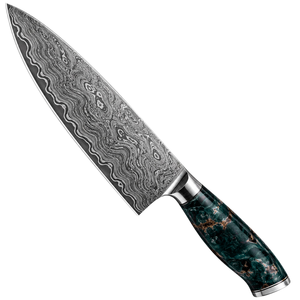 Couteau de cuisine artisanal en acier Damas, outil de découpe culinaire professionnel, lame en acier à motifs de qualité supérieure, manche en résine - Product Image 1