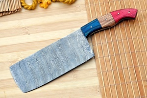 Cuchillo de Chef Hecho a Mano de Acero de Damasco con Mango de Madera y Funda de Cuero, Cuchillos Profesionales de Supervivencia y Caza - Product Image 6