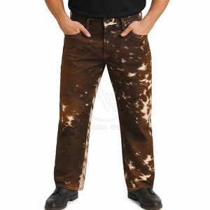 Pantalones de Cuero Vacuno Genuino para Hombre, Cintura Media, Diseño Recto Informal, Estilo OEM, Impermeables y Transpirables - Product Image 2