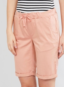 Shorts Oxford de Algodón Rosa para Mujer, Cintura Elástica con Cordón, Corte Regular Informal, Cintura Media, Color Sólido, Tejido Transpirable - Product Image 5