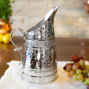 Vintage Stainless Steel Pitcher Hammered Finish 7-9.9 In Durable Party <b>Drink</b> <b>Jug</b> Metal Water <b>Jug</b> - Product Image 1