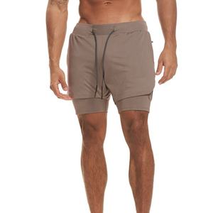 Pantalones cortos deportivos de verano para hombre personalizados, nuevo diseño, doble capa, gimnasio, Fitness, culturismo, entrenamiento, transpirables, patrón sólido - Product Image 5
