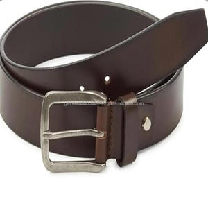 Made from One Piece Full Grain Cow Leather Casual <b>Belt</b> for Men and <b>Women</b> with antique silver single prong metal buckle - Product Image 5