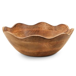 Bol en bois artisanal, idéal pour les salades, les fruits et les collations. Bol de service en bois naturel pour la maison et les restaurants à prix avantageux. - Product Image 6