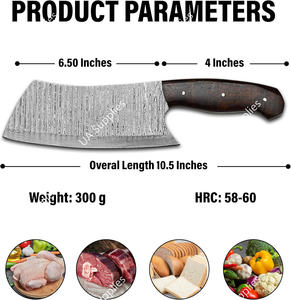 Couteau de Chef Hachoir Ambidextre Robuste en Acier Damas Forgé à la Main, Manche Ergonomique en Bois de Rose, Écologique, OEM/ODM - Product Image 6