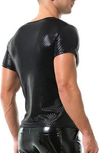Chaleco de Cuero Sintético para Hombre, Camisetas de PVC Brillante, Camisetas sin Mangas de Cuero para Hombre, Impresión por Compresión Personalizada de Alta Calidad - Product Image 4