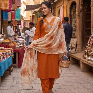 Ensemble Salwar Kameez au design attrayant en soie véritable lourde avec broderies, vêtements indiens et pakistanais - Product Image 1