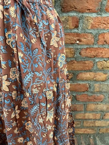 Indian Hand Block Printed White Cotton Long <b>Skirt</b> Dress for Women Casual Style Waistband Breathable <b>Elastic</b> <b>Waist</b> <b>Skirt</b> - Product Image 2