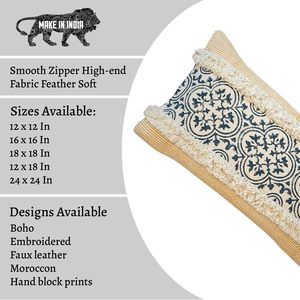Artisan Crafted Decorative <b>Cushion</b> <b>Cover</b> with Intricate Medallion Motif and Fringed Finish - Product Image 4