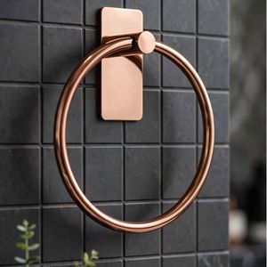 Porte-serviette mural en or rose, support de serviette de bain, anneau rond pour toilettes, spa, hôtel - Product Image 3