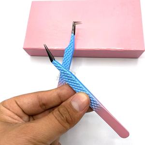 Pinzas Japonesas de Acero Inoxidable, Pinzas de Extensión de Pestañas Personalizadas, Dos Tonos, Rosa, Azul, Ombre, 90 Grados, Aislamiento de Bota Delgada - Product Image 5