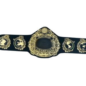 Ceinture de champion poids lourd, titre personnalisable en cuir, design noir et or, objet de collection de lutte haut de gamme - Product Image 2