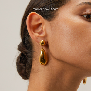 Boucles d'oreilles en forme de goutte d'eau en acier inoxydable plaqué or pour femmes, bijoux vintage à la mode, cadeau, à porter pour les fêtes - Product Image 3