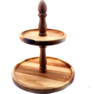 Support à gâteau carré en bois à 2 niveaux, design premium, présentoir à cupcakes, plateau de service pour desserts, pour fêtes et décoration de cuisine - Product Image 4