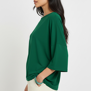 T-shirt pour femme, best-seller, décontracté, été, coton, manches courtes, col rond, uni, confortable, coupe ample et tendance - Product Image 6