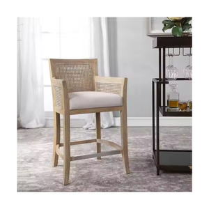 Tabouret de bar en bois massif naturel avec rotin pour bar, restaurant, produit personnalisé de meilleure qualité - Product Image 3