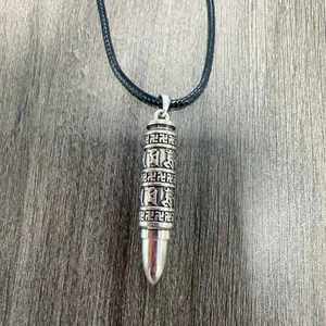 11mm Pure <b>Titanium</b> Steel Spike Pendant <b>Necklace</b> with Adjustable Leather Rope for <b>Men</b> Casual Everyday Wearing - Product Image 2