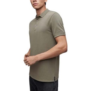 <b>Men's</b> <b>Khaki</b> Short Sleeve Cotton Oxford Polo <b>Shirt</b> Regular Fit Solid Color Casual Button Design Woven Fabric - Product Image 4