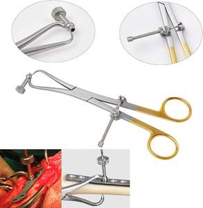 Pinzas de sujeción de placas con guía de perforación, pinzas óseas quirúrgicas de 5.5 pulgadas, ortopédicas, curvadas, de acero inoxidable quirúrgico - Product Image 3