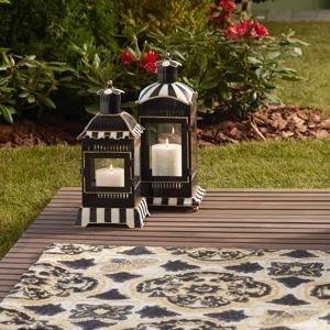 Lanterne à bougie en fer et verre de style pagode noire et blanche, idéale pour offrir en cadeau et décorer la table à manger, provenant d'Inde - Product Image 5