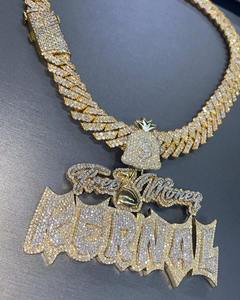 Colgante de Cubo de Hielo con Letra 'Everything Changing' en Plata de Ley Chapada en Oro de 18K con Moissanita, Estilo Hiphop Unisex Hustle Gang - Product Image 4