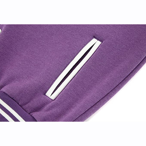 <b>Men's</b> Purple <b>White</b> Varsity <b>Jacket</b> Preppy Style Breathable Reflective Printing 220g Polyester Cotton Regular Fit Stand Collar - Product Image 6