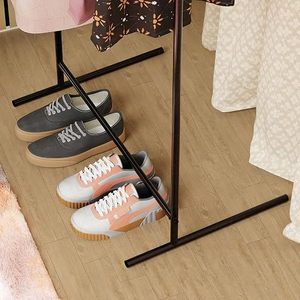 Minimalist <b>Standing</b> Metal <b>Clothing</b> <b>Rack</b> With Height Adjustable Single Tier For Wardrobe Storage - Product Image 4
