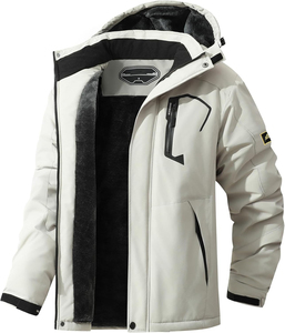 Veste épaisse et chaude d'hiver vintage pour hommes, veste coupe-vent à fermeture éclair, manteau à capuche classique, vêtements d'extérieur à la mode, broderie, teinte unie - Product Image 2